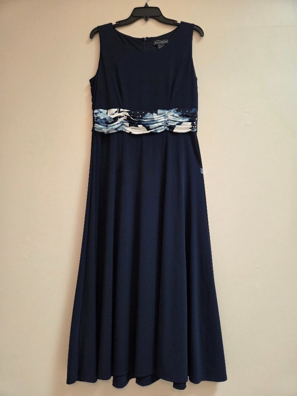 Jessica Howard Midi Dress Size 12 Navy Floral Sequins Classic Elegant Wedding